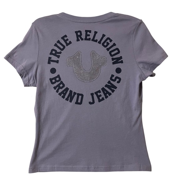 True Religion Tops - True Religion Womens Heirloom Lilac Crystal HS V-Neck Tee Light Purple Small New